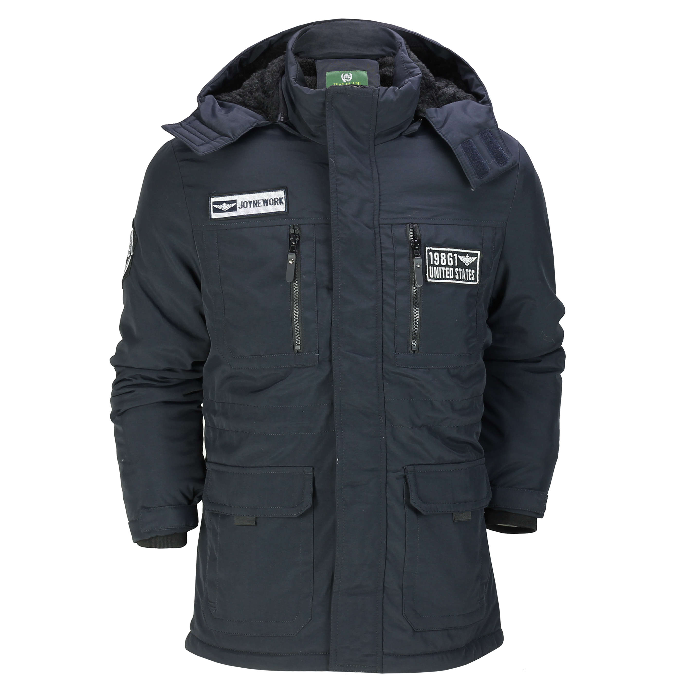 Mens Warm Winter Full Fur Lined Jacket Retro Military Style Detachable